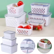 Meitianfacai Food Grade Plastic Food Storage Containers with Airtight Lid & Colander, Fruit and Vegetable Storage for Refrigerator, Lettuce Keepers, Salad Berry Containers