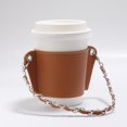 thumbnail image 4 of XZNGL Chain Portable Coffee Cup Cover Leather Beverage Handbag Heat Insulation Hot Separation Cup Cover Hanging Portable, 4 of 9