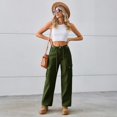 thumbnail image 4 of TJAZFJPA Plus Size Cargo Pants for Women Women Solid Color Denim Drawstring Adjustable Washed Cargo Pants Casual Pants Womens Slacks Petite Casual Straight Leg Pants Woman, 4 of 6