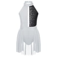 thumbnail image 3 of Runhomal Robe de Danse Ballet Sans Manches pour Filles Enfants, Robe de Patinage Artistique, Justaucorps de Gymnastique, Ballerine, Blanc&Noir 12, 3 of 7