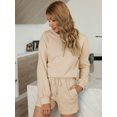 thumbnail image 2 of Topcobe Women' s Long Sleeve Solid Color Lounge Wear Set, S-3XL Khaki, 2 of 6