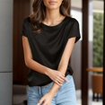 thumbnail image 1 of Sentmoon Blouse Tunique pour Femmes Col Ras du Cou Manches Courtes Hauts Entraînement Décontracté Basique Grande Taille Hauts d'Été pour Femmes Offres 2025 du Jour Liquidation, 1 of 6