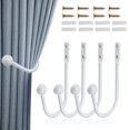 thumbnail image 1 of 4Pcs Curtain Holdbacks Curtain Tiebacks Hooks Tie Backs for Curtains Curtain Holders for Wall Curtain Holder Curtain Tie Backs Wall Mount for Living Room, Bedroom and More(White), 1 of 7