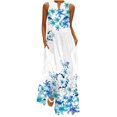 thumbnail image 1 of Pisexur Robe d'Été de Plage pour Femme, Robe Longue Formelle à Fleurs, Manches Courtes, Col en V, Décontractée, Ample, Grande Taille, avec Poches, 1 of 8