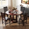 thumbnail image 2 of Costway Dining Chair Set of 4 with Rubber Wood Frame & Leaf-shape High Back for Kitchen Brown, 2 of 9