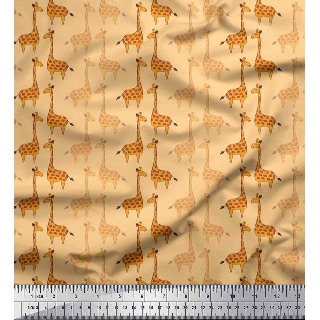 Soimoi Rayon Fabric Giraffe Kids Printed Fabric 1 Yard 56 Inch Wide