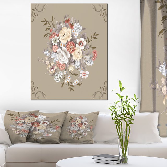 Design Art - Motif Floral Blanc et Jaune