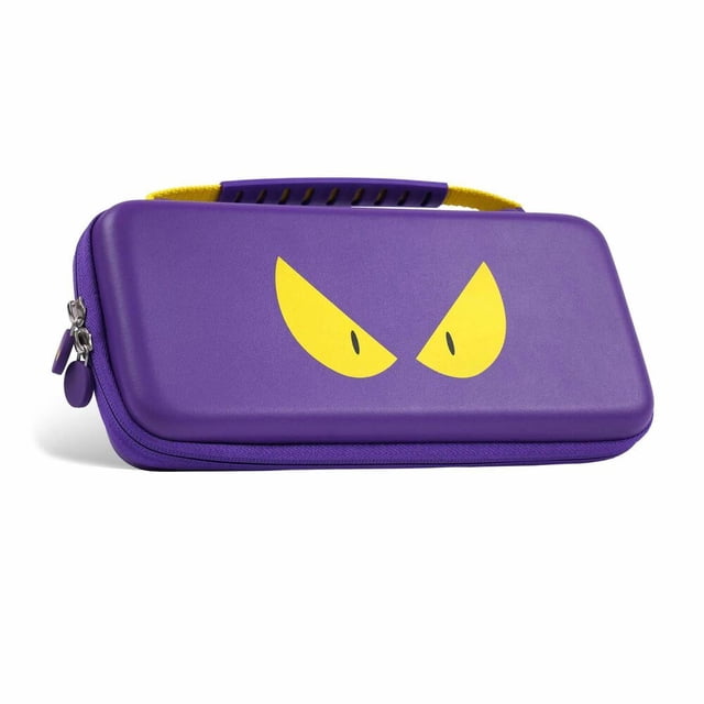 Étui de Transport Violet pour Nintendo Switch / OLED / Lite Conçu pour Accessoires Nintendo DS. Présente une Finition Violette Élégante avec un Motif d'Oeil Jaune Audacieux à l'Avant. Fabriqué en Matériau PU durable, Offre une protection EVA Antichoc contre les Égratignures, la Poussière et les impacts. Comprend 10 Fentes pour Cartes de Jeu, une Pochette en Maille pour Accessoires et des dimensions Compactes de 10,2 x 4,9 x 1,6 Pouces pour une Portabilité Facile.