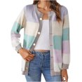 thumbnail image 1 of RXIRUCGD Chandail Long Tricoté Coloré et Élégant pour Femme, Col Rond, Coupe Ample, Style Coréen, Manteau de Printemps et d'Automne, Violet, Taille : S, 1 of 2
