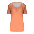 thumbnail image 3 of AherBiu Women Tops Stretchy Slim Tight Button Ribbed Knitted Short Sleeve Round Neck Basic Summer Tshirts, 3 of 4