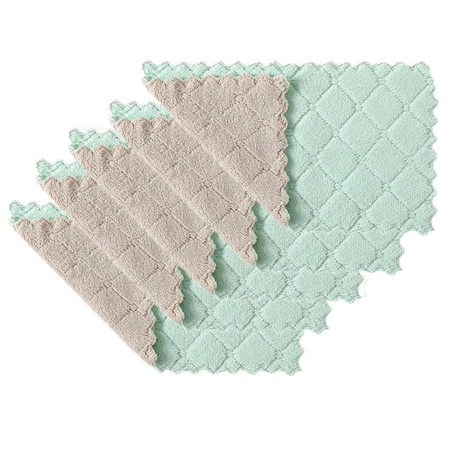 LSLJS 5Pcs Kitchen Towels Set - Nonstick Oil Coral Velvet Hanging Hand Towels Kitchen Dishclout