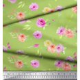 thumbnail image 3 of Soimoi Green Poly Georgette Fabric Leaves & Grandiflora Roses Floral Print Sewing Fabric Yard 52 Inch Wide, 3 of 5