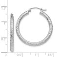 thumbnail image 3 of 14K White Gold Diamond Cut 3mm Round Hoop Earrings, 3 of 3