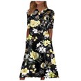 thumbnail image 1 of SMihono Robe d'Été Grande Taille pour Femmes 2023 à Col en V à Manches Courtes Robe Imprimée Robe Décontractée avec Poches, 1 of 4