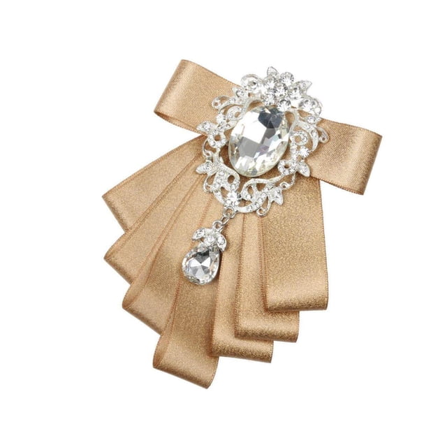serony Nœud Papillon de Marié pour Homme Mariage Fête Danse Ruban Diamant Couvre-Cou Abricot