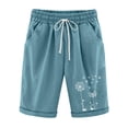 thumbnail image 1 of Dealovy Plus Size Shorts for Women Cotton Linen Fashion Printed Drawstring High Waisted Lounge Shorts, 1 of 3