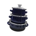 thumbnail image 2 of GUOOL 3 Pieces Enamel Mini Pot Set Gifts Deep Double Handle Home Kitchen Pots Home dark blue, 2 of 9