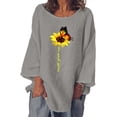 thumbnail image 3 of Pompotops T-shirt à Manches Longues pour Femme, Col Rond, Imprimé, Coupe Ample, Décontracté, Mode, Automne, 3 of 6