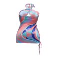 thumbnail image 5 of Robe Femme Rayée Col Halter Sans Manches Découpée une-Pièce, 5 of 5