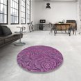 thumbnail image 4 of Ahgly Tapis Rond Lavable en Machine Intérieur Transitionnel Orchidée Violet, 7 Pieds Rond, 4 of 7