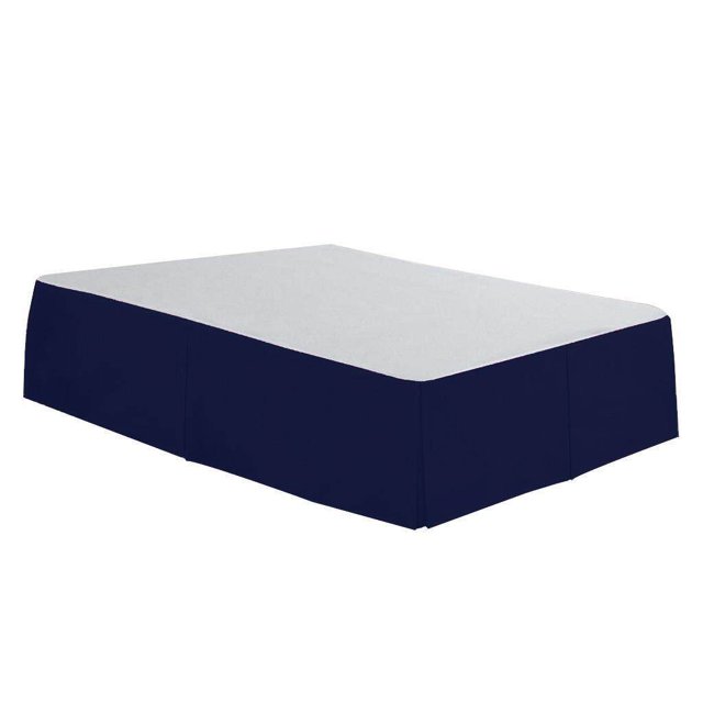Langgg Solid Color Hotel Pleated Bed Skirt Wrinkle & Fade Resistant Blue _King