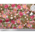 thumbnail image 3 of Soimoi Poly Georgette Fabric Leaves,Clematis & Rose Floral Decor Fabric Printed Yard 52 Inch Wide, 3 of 3