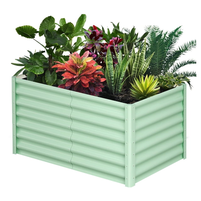 EDTara Galvanized Raised Garden Bed, Large Outdoor Planter Box with Open Base & Safety Edge, Rustproof Steel for Vegetables, Flowers, Herbs