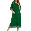 thumbnail image 2 of MeetoTime Women Robe Zipper Front House Dress 3/4 Sleeve Nightgown Full Length Ladies Loungewear with Pockets, 2 of 6
