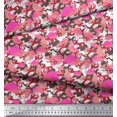 thumbnail image 3 of Soimoi Rayon Crepe Fabric Camouflage Texture & Flamingo Bird Print Fabric by the Yard 46 Inch Wide, 3 of 3