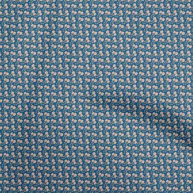 oneOone Silk Tabby Medium Blue Fabric Floral Sewing Craft Projects Fabric Prints By Yard 42 Inch Wide