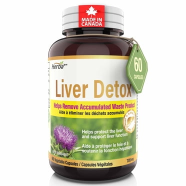 Herba Liver Detox Supplement - 60 Capsules | Liver Health Formula with Milk Thistle and 6 Other Ingredients | Made in Canada