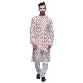 thumbnail image 1 of Atasi Button Down Asymmetrical Kurta For Men Printed Mandarin Long Sleeve Shirt, 1 of 5