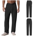 thumbnail image 5 of YiZYiF Men's Latin Dance Pant Salsa Rumba Tango Competition Ballroom Practice Pants Trousers Black M, 5 of 5
