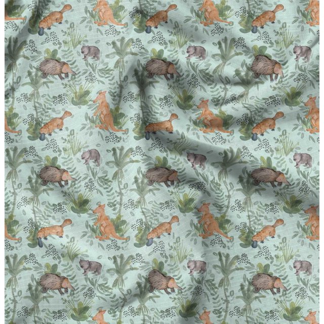 Soimoi Green Modal Satin Fabric Animals Jungle Printed Craft Fabric by the Yard 42 Inch Wide