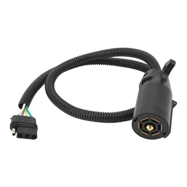 Trailer Brake Light Control Cord, Trailer Connector Cable Stable Performance Wear Resistant 0.9m 7 Way Round To 4 Way Flat For Semi Trailers
