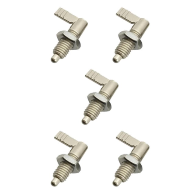 Transemion Sleek Stainless Steel L Type Indexing Plungers Fine Thread Locking Bolts Silver M10-5 5Set