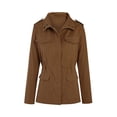 thumbnail image 2 of Innerwin Outwear Lapel Women Military Jacket Fall Solid Color Slim Fit Coat Brown M, 2 of 7