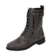 thumbnail image 2 of Styesk Bottes pour Femmes Bottes pour Femmes Mode Décontractée Bout Rond Mi-Mollet Couleur Unie Style Printemps et Automne Bottes à Fermeture Éclair Latérale Bottes de Travail pour Femmes, 2 of 6