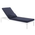 thumbnail image 3 of Modway Perspective Aluminum Patio Chaise Lounge in White and Navy, 3 of 6