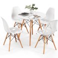 thumbnail image 1 of Costway 5 PCS Dining Table Set for 4 Persons Modern Round Table & 4 Chairs with Wood Leg White, 1 of 8