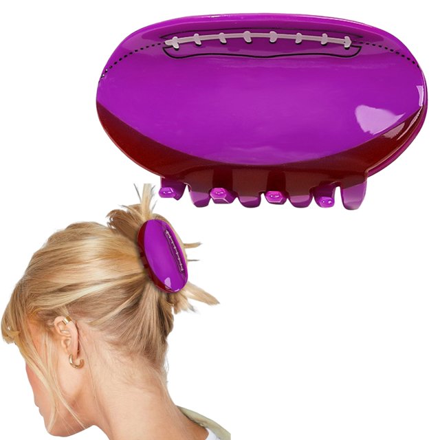 Geometric Rugby Hair Clips Rugby Hair Clips Shape Hair Jaw Clips American Football Hair Clips Non Slip Sports Hair Barrettes Strong Hold Hair Styling Accessories For Wom,Purple Polyester Hair Clip