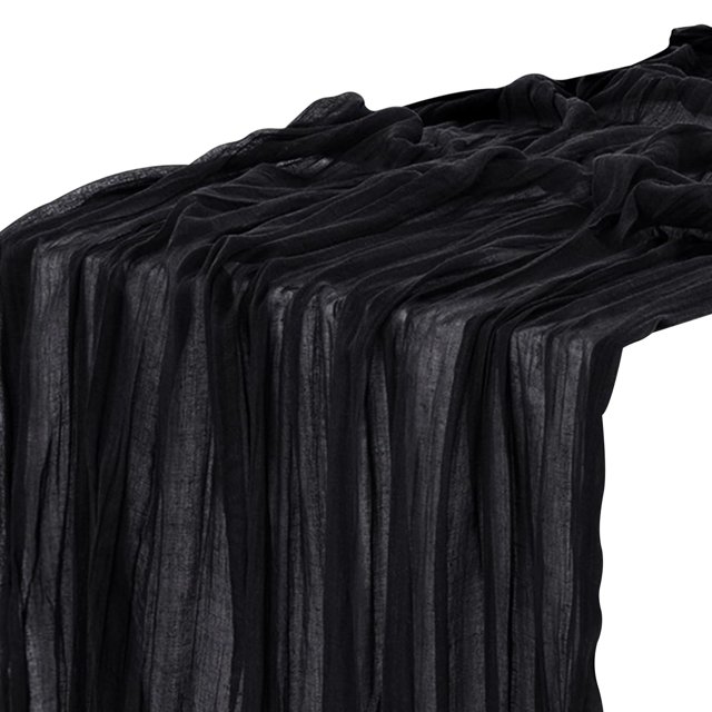 VogueV Cheese Platter Table Runner - Crinkle Textured Dining Decor Black