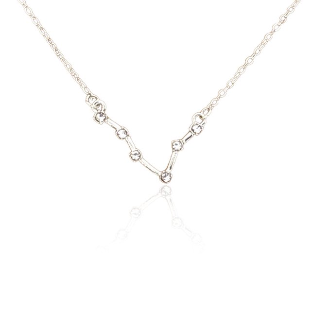 Ins Constellations Theme Friendship Necklace Rhinestone Comfortable Delicate with Display Card Pendant for Lover Festival Gifts Pisces Silver