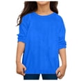 thumbnail image 4 of PMVFHDE T-Shirt à Manches Longues pour Enfants Garçons Filles Automne Printemps Col Rond Uni, Bleu Foncé, 10-11 Ans, 4 of 4