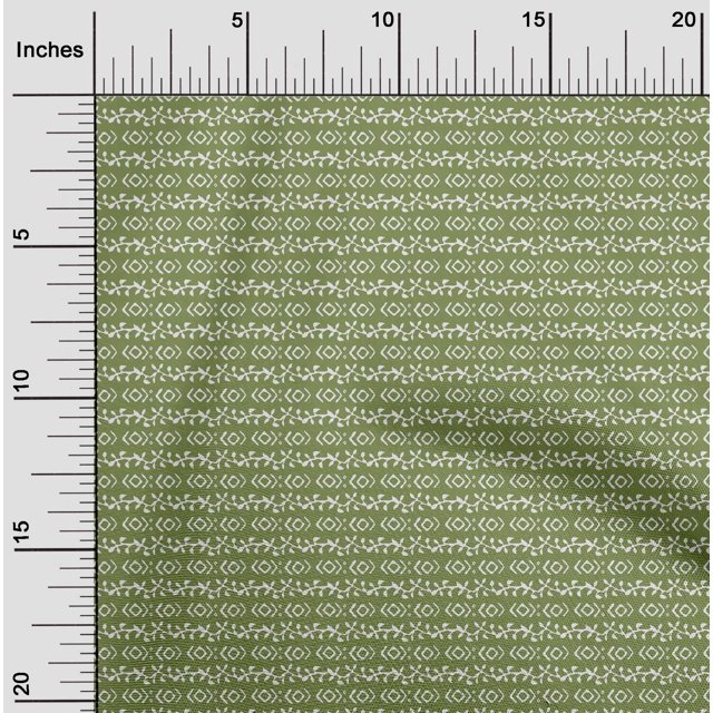 oneOone Polyester Lycra Fabric Diamond & Leaves Block Printed Craft Fabric BTY 56 Inch Wide