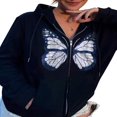 thumbnail image 1 of Sweat à Capuche Papillon pour Femmes, Pull à Fermeture Éclair, Veste à Cordon, 1 of 6