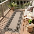 thumbnail image 2 of Garvee 2'x6' Modern Bordered Rug Solid Runner Rug, Geometric Washable Rugs Stain Resistant Low Pile Rug Non Slip Indoor Outdoor Carpet for Hallway Bedroom Home Office, Jute, 2 of 8