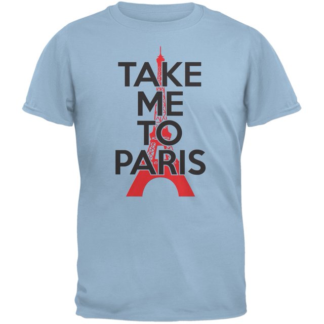 Take Me To Paris Light Blue Adult T-Shirt