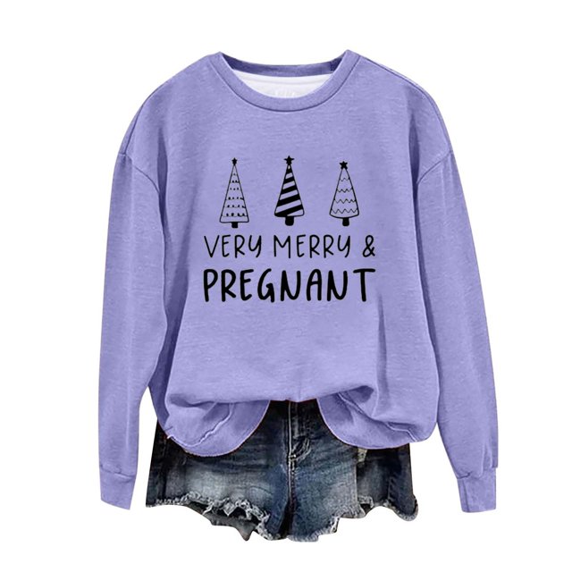 Birdeem Chandail de Noël pour Femmes Col Rond Imprimé Ample Manches Longues Sans Capuche