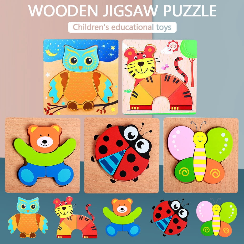 EGNMCR Wooden Puzzles for Toddlers 1 2 3 Years Old Boys Girls Educational Toy Building puzzle Birthday Gifts for Kids